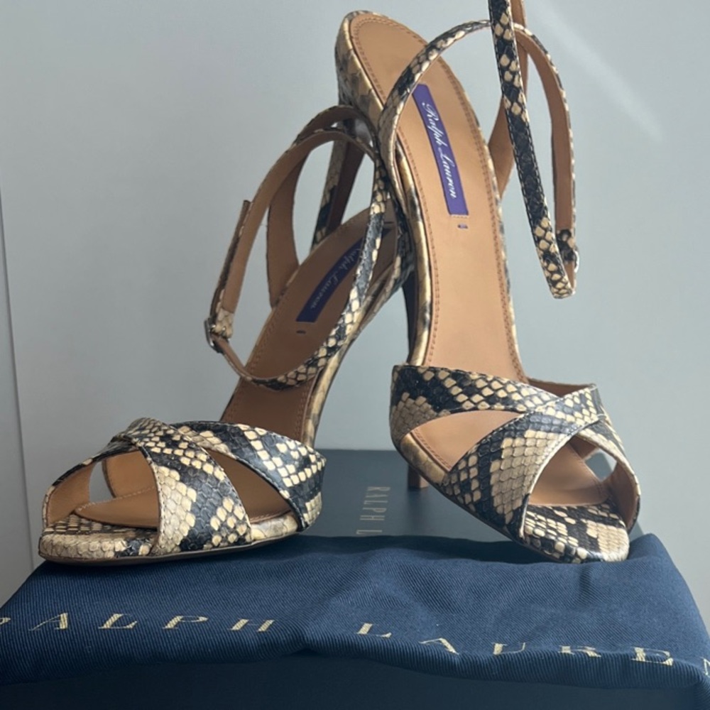 BRAND NEW** Ralph Lauren Purple Label - Snakeskin Black and Nude Heels